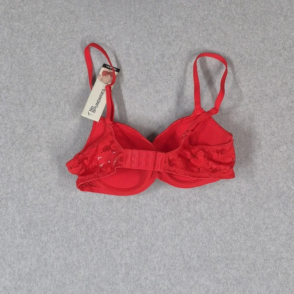 No Boundaries Women Bra 34B Red Floral Push Up Underwired Lace Strap NWT